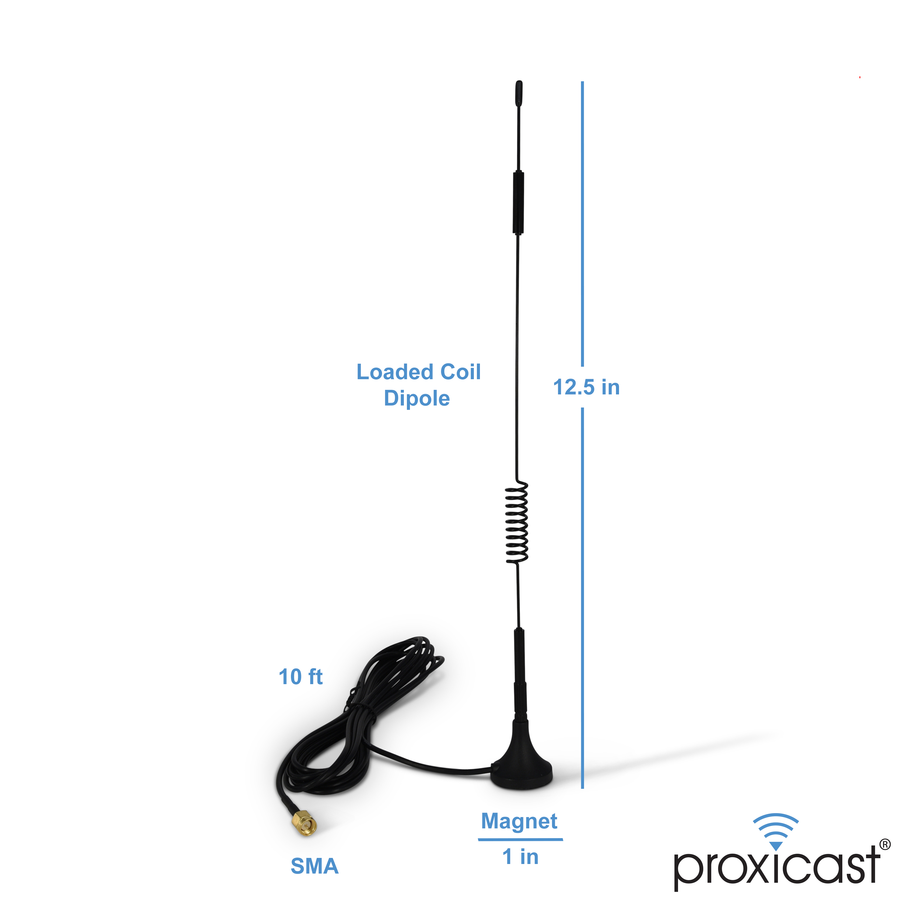 Alda PQ Antenna with magnetic stand for 4G LTE with SMA/M plug and 5m 5.46 yd cable 2.2 dBi gain