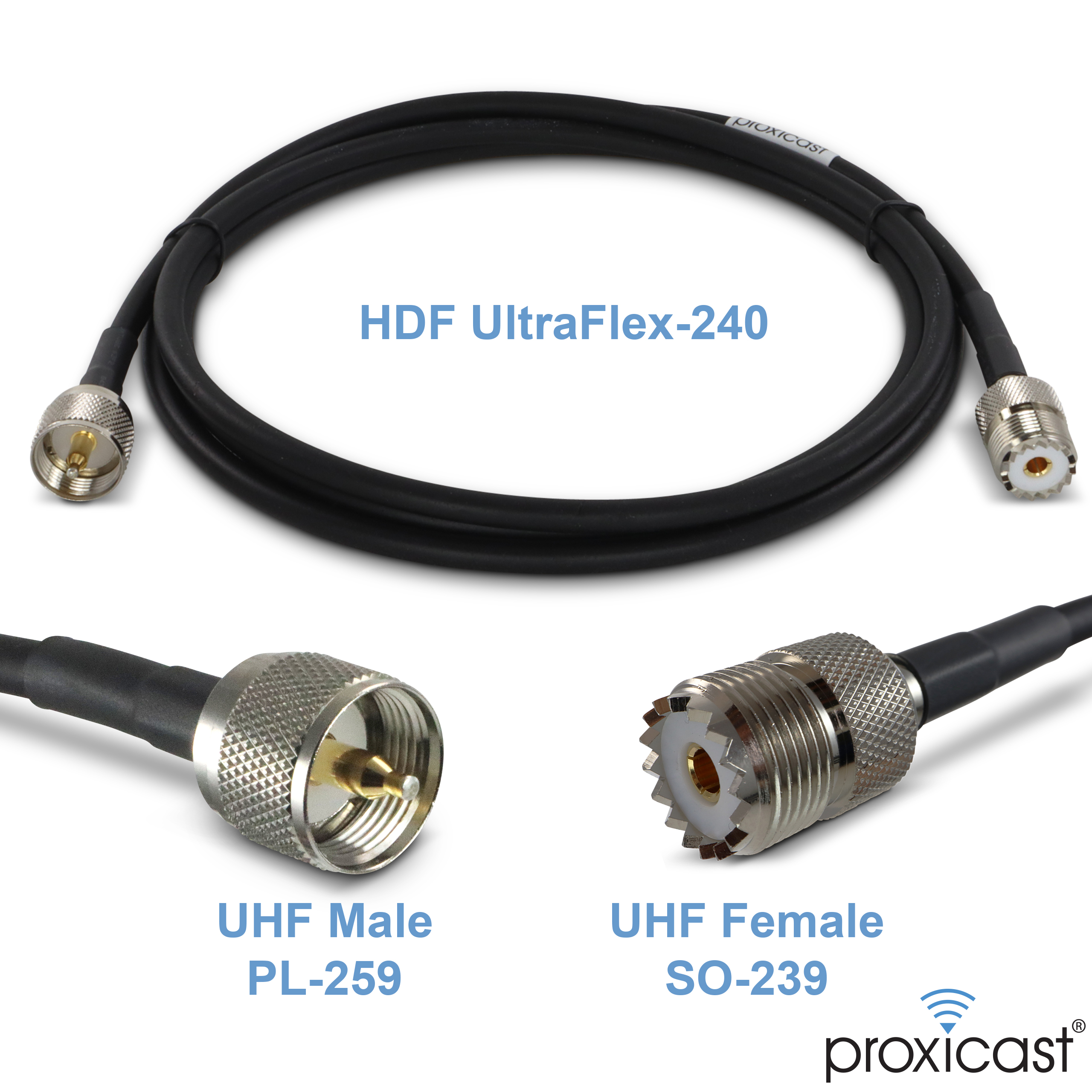 RG-8X HAM/CB Antenna Extension Cable w/ UHF PL259 & SO239 Connectors 6FT 