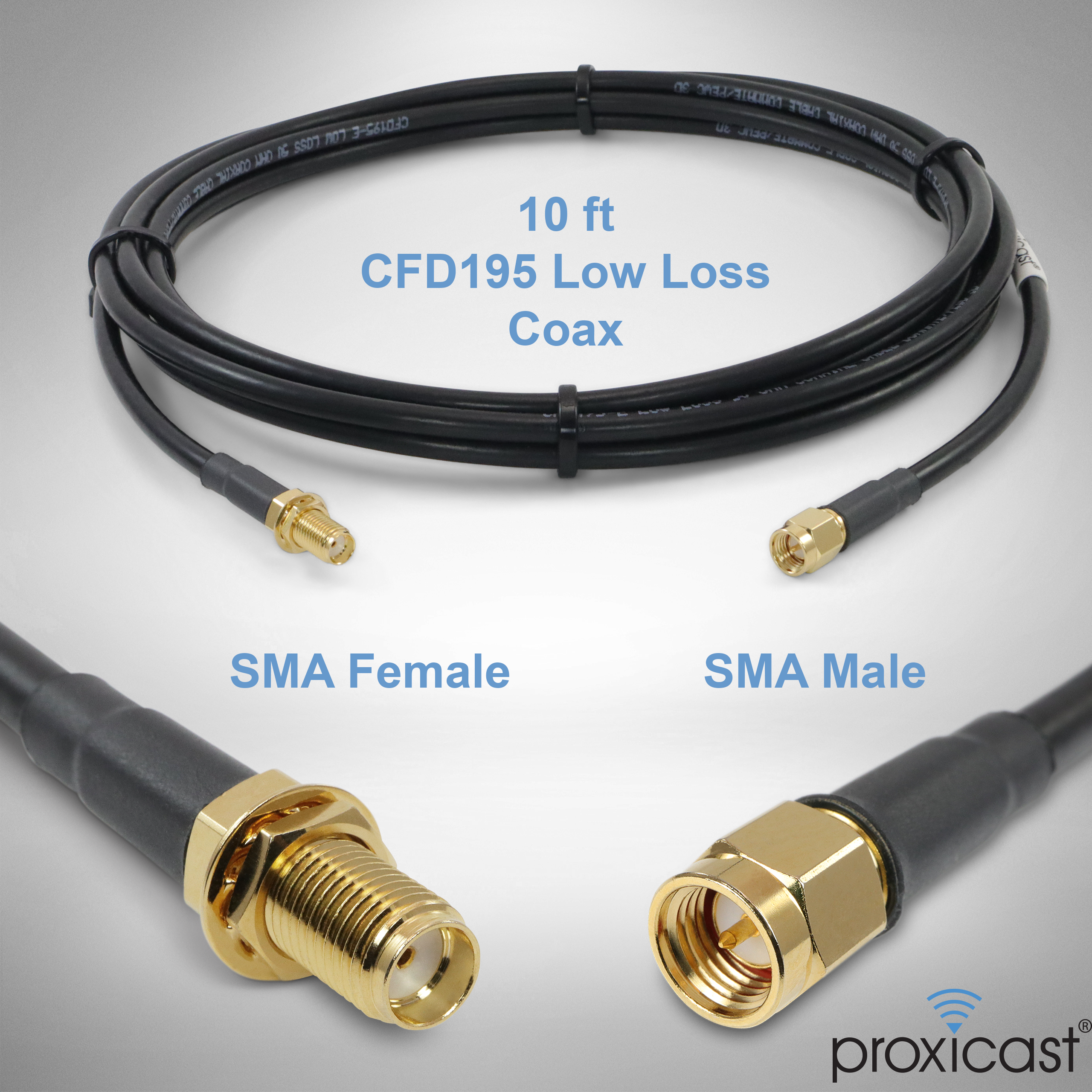 US MADE  LMR-240  BNC  Male  to   SMA   Male  50 ohm  coax cable  10 FT 