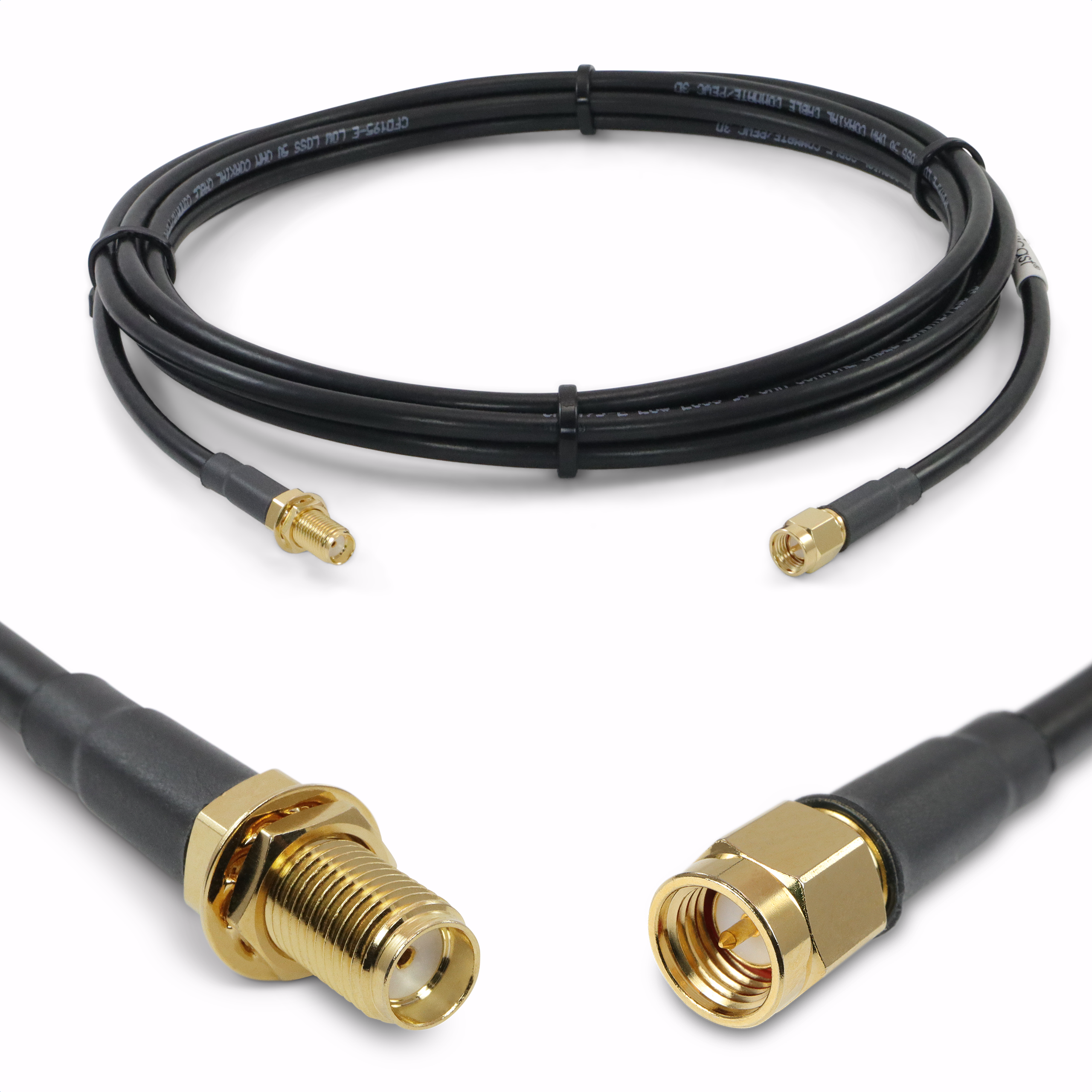 TIMES Microwave® 1-30' LMR-240 SMA Male Plug RP-SMA Female Jack Extension Cable 