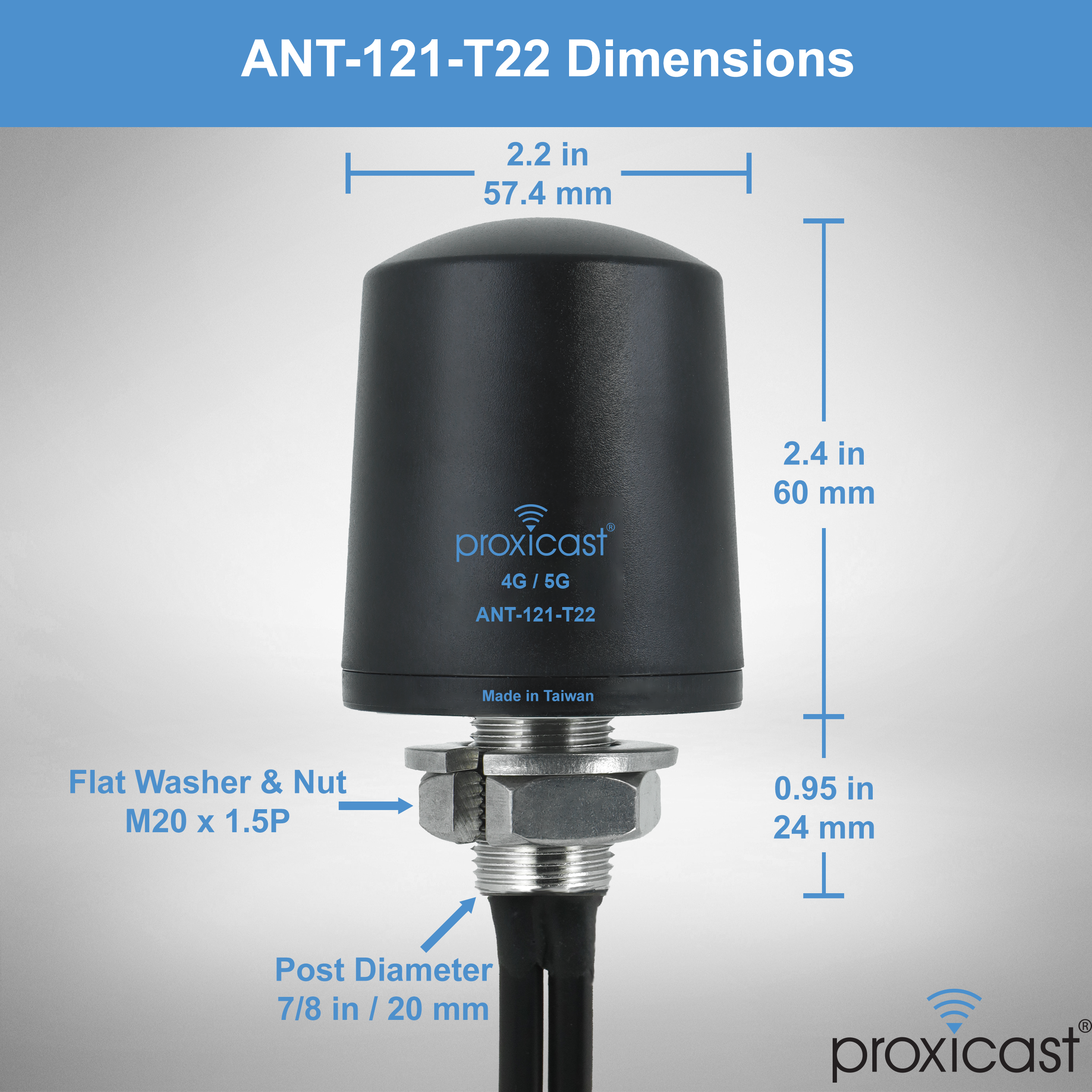 Proxicast Vandal Resistant 2x2 MIMO 4G/5G Low-Profile Omni
