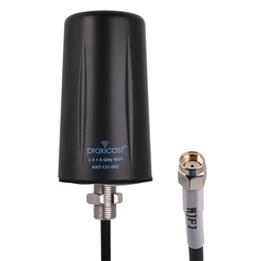 Proxicast Indoor / Outdoor Omnidirectional WiFi Antenna - Tri-Band 2.4/5.8/6 GHz - 3-5 dBi Gain - Vandal Resistant Low Profile Fixed Through-Hole Mount - 10 ft Coax Lead w/RP-SMA, # Elements: SISO - 1 lead