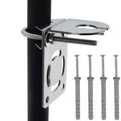 Stainless Steel L-Bracket, U-Bolt, Clamp & Fasteners for Wall or Pole Mounting for Through-Hole Antenna Posts up to 20 mm (7/8")