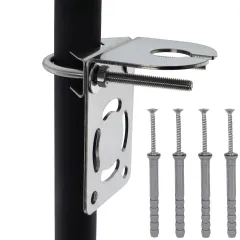 Stainless Steel L-Bracket, U-Bolt, Clamp & Fasteners for Wall or Pole Mounting for Through-Hole Antenna Posts up to 20 mm (7/8")