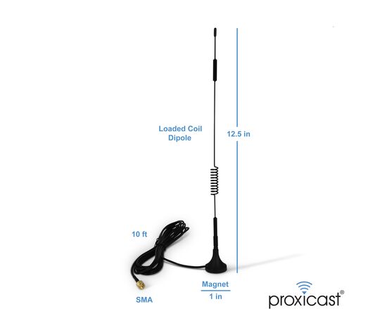 Proxicast 6.5~8 dBi 12.6" External Magnetic Loaded Coil Antenna for Cisco, Cradlepoint, Netgear, Novatel, Pepwave, MoFi, Digi, Sierra & other 3G/4G/LTE routers & modems with SMA connectors (2 Pack), Connector Type: SMA Male, 2 image