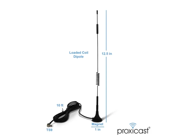 Proxicast 6.5~8 dBi Gain 12.6 in External Magnetic Loaded Coil Antenna AT&T Nighthawk M5 / MR5100, M1 / MR1100, Velocity 2, Verizon JetPack 8800L & Others MiFi Hotspots w/ TS9 Connector - 2 Pack, 2 image