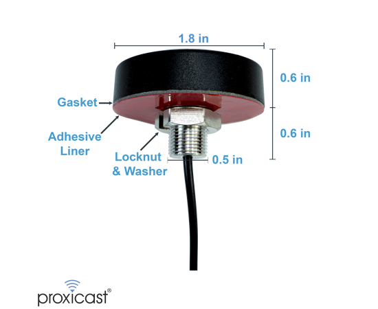 Proxicast Ultra Low-Profile 3G / 4G LTE Omni-Directional 2 dBi Screw-Mount Antenna for Verizon, AT&T, T-Mobile - 6 ft Cable, Cable Style: 6 ft Straight SMA, 6 image
