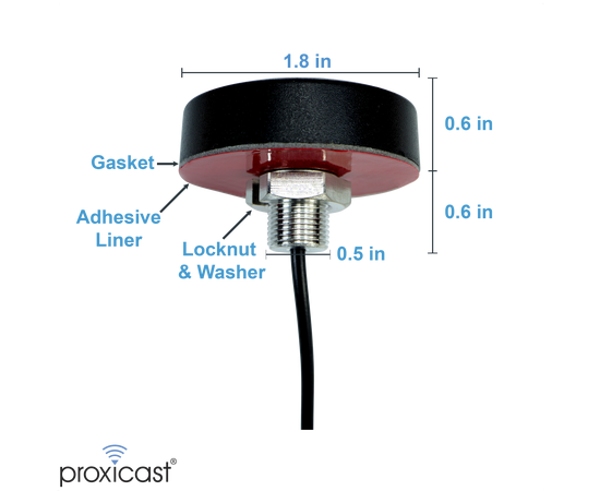 Proxicast Ultra Low-Profile 4G/LTE & 5G Omni-Directional 2 dBi Screw-Mount Antenna for Verizon, AT&T, T-Mobile - 18 in Cable, Cable Style: 18 in Right Angle SMA, 6 image Proxicast Ultra Low-Profile 4G/LTE & 5G Omni-Directional 2 dBi Screw-Mount Antenna for Verizon, AT&T, T-Mobile - 18 in Cable, Cable Style: 18 in Right Angle SMA, 6 image