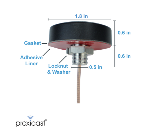 Proxicast Ultra Low-Profile Indoor/Outdoor WiFi Antenna - Triple Band 2.4/5.8/6 GHz - Fixed Through-Hole Screw Mount Bluetooth | ZigBee | WiFi Puck - 6.7 ft Coax Lead w/RP-SMA, 4 image