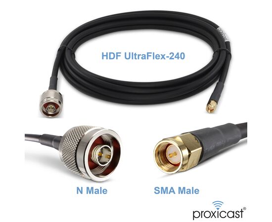 Proxicast Ultra Flexible SMA Male - N Male Low Loss Coax Jumper Cable for 3G/4G/LTE/Ham/ADS-B/GPS/RF Radios & Antennas (Not for TV or WiFi) - 50 Ohm, Length: 12 ft, 2 image