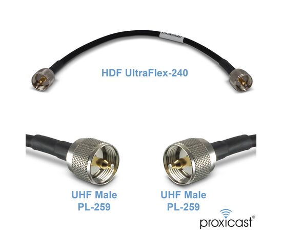 Proxicast Ultra Flexible PL259 Male - PL259 Male Low Loss 50 Ohm Coax Cable Jumper Assembly for CB/UHF/VHF/Shortwave/HAM/Amateur Radio Equipment and Antennas, Cable Length: 1 ft, 2 image