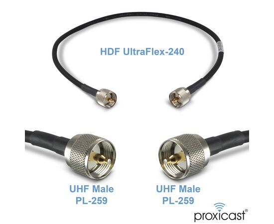 Proxicast Ultra Flexible PL259 Male - PL259 Male Low Loss 50 Ohm Coax Cable Jumper Assembly for CB/UHF/VHF/Shortwave/HAM/Amateur Radio Equipment and Antennas, Cable Length: 2 ft, 2 image