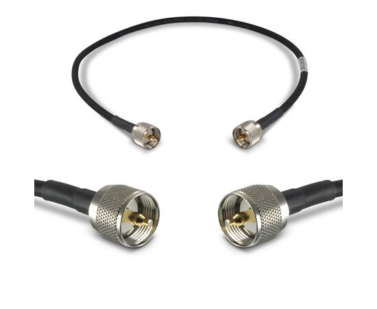 Proxicast Ultra Flexible PL259 Male - PL259 Male Low Loss 50 Ohm Coax Cable Jumper Assembly for CB/UHF/VHF/Shortwave/HAM/Amateur Radio Equipment and Antennas, Cable Length: 2 ft