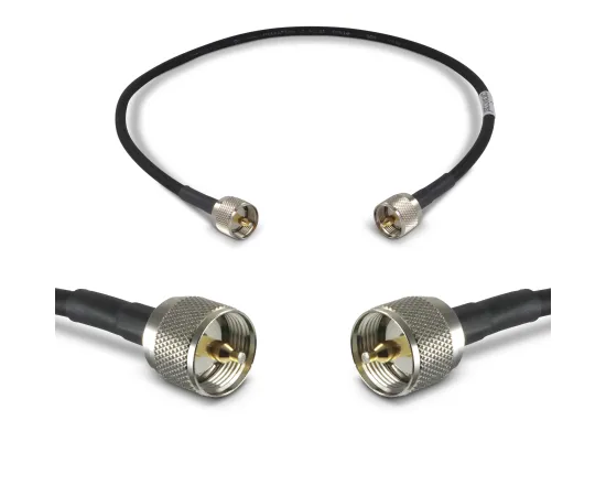 Proxicast Ultra Flexible PL259 Male - PL259 Male Low Loss 50 Ohm Coax Cable Jumper Assembly for CB/UHF/VHF/Shortwave/HAM/Amateur Radio Equipment and Antennas, Cable Length: 2 ft