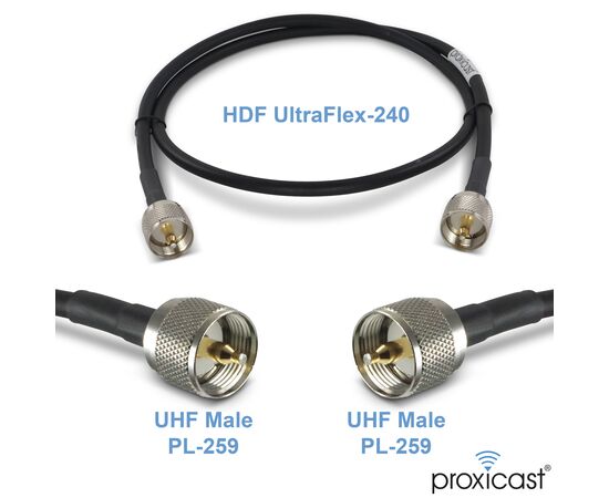 Proxicast Ultra Flexible PL259 Male - PL259 Male Low Loss 50 Ohm Coax Cable Jumper Assembly for CB/UHF/VHF/Shortwave/HAM/Amateur Radio Equipment and Antennas, Cable Length: 3 ft, 2 image