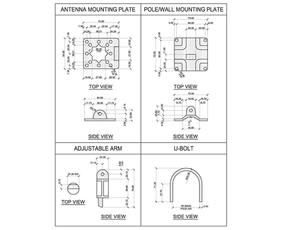 Proxicast Universal Wall/Pole Mount Adjustable Articulated Bracket for Outdoor Antennas, Cameras, Lights, Speakers, etc - Not for Mounting TVs or Monitors, 10 image