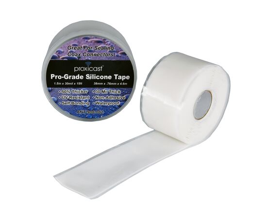 Proxicast Pro-Grade Extra Strong Weatherproof Self-Bonding 30mil Silicone Sealing Tape For Coax Connectors (1.5" x 15' roll), Color: White