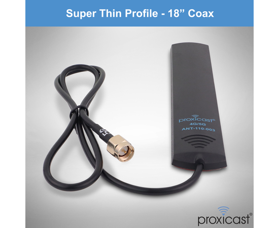 Proxicast 4G / 5G 3.5 dBi Omni-Directional Adhesive Mount Low Profile Flat Antenna - 18 inch Lead - Compatible with Cisco, Cradlepoint, Digi, MoFi, Pepwave, Sierra Wireless and Many Others (2-Pack for MIMO), Mounting Style: Adhesive Mount - SMA Connectors, Cable Length: 18 inches, 2 image