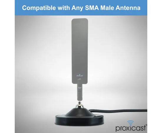 Proxicast Pro-Grade 3.5-Inch Magnetic Antenna Base (SMA Jack/SMA Plug + TS9 Adapter) - 6.5 Foot Coax Lead - for 4G/5G Cellular, Ham, ADS-B, GPS Antennas, 5 image