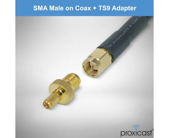 Proxicast Pro-Grade 3.5-Inch Magnetic Antenna Base (SMA Jack/SMA Plug + TS9 Adapter) - 6.5 Foot Coax Lead - for 4G/5G Cellular, Ham, ADS-B, GPS Antennas, 2 image