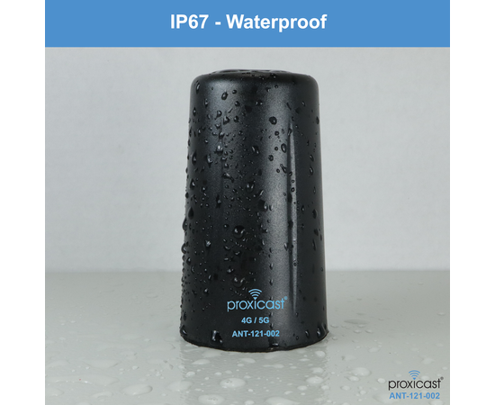 Proxicast Vandal Resistant Low Profile 4G/5G Omni-Directional Antenna - 3-6 dBi Gain - Fixed Mount - 10 ft Coax Lead - For Cisco, Cradlepoint, Digi, Novatel, Pepwave, Proxicast, Sierra Wireless, and others, # Elements: SISO - 10 ft lead, 6 image