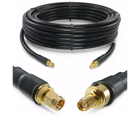 Proxicast Low-Loss Coax Extension Cable (50 Ohm) - SMA Male to SMA Female - Antenna Lead Extender for 5G/4G/LTE/Ham/ADS-B/GPS/RF Radio Use (Not for TV or WiFi), Length: 50 ft (CFD 400)