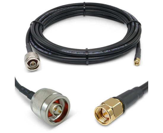 Proxicast Low-Loss Coax Extension Cable (50 Ohm) - SMA Male to N Male - for 4G/LTE/5G/Ham/ADS-B/GPS/RF Radio to Antenna or Surge Arrester Use (Not for TV or WiFi), Length: 15 ft (CFD 240)