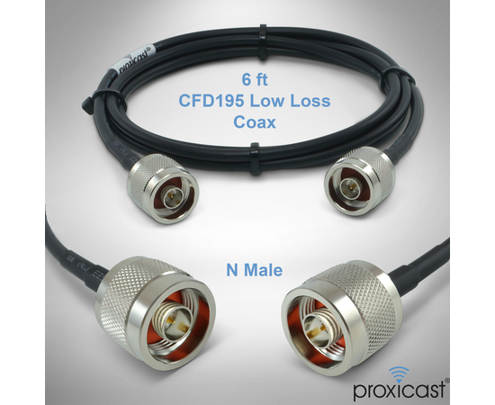 Proxicast Low-Loss Coax Jumper Cable (50 Ohm) - N-Male to N-Male - Radio to Surge Arrestor or Antenna, Cable Length: 6 ft (CFD 195), 2 image