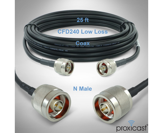 Proxicast Low-Loss Coax Jumper Cable (50 Ohm) - N-Male to N-Male - Radio to Surge Arrestor or Antenna, Cable Length: 25 ft (CFD 240), 2 image