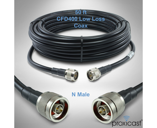 Proxicast Low-Loss Coax Jumper Cable (50 Ohm) - N-Male to N-Male - Radio to Surge Arrestor or Antenna, Cable Length: 50 ft (CFD 400), 2 image