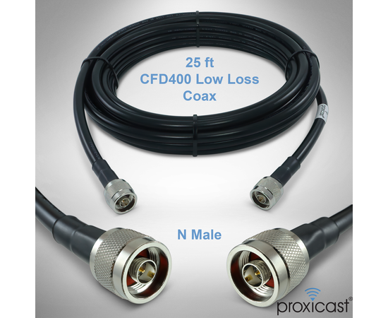 Proxicast Low-Loss Coax Jumper Cable (50 Ohm) - N-Male to N-Male - Radio to Surge Arrestor or Antenna, Cable Length: 25 ft (CFD 400), 2 image
