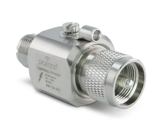 Coaxial Lightning Arrester/Suppressor with PL-259 & SO-239 (M/F) Connectors - Pro-Grade Coax Cable Surge Protector for HF, VHF, UHF, CB, Ham, Two-Way Radio and Other Antennas, Gender: UHF Male / UHF Female
