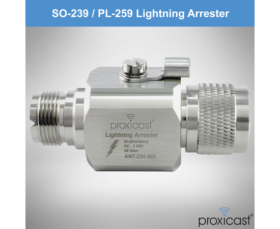 Coaxial Lightning Arrester/Suppressor with PL-259 & SO-239 (M/F) Connectors - Pro-Grade Coax Cable Surge Protector for HF, VHF, UHF, CB, Ham, Two-Way Radio and Other Antennas, Gender: UHF Male / UHF Female, 2 image