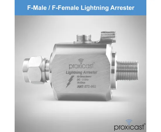 Coaxial Lightning Arrester/Suppressor with Male/Female 75 Ohm F Connectors - Pro-Grade Coax Cable Surge Protector for Television (TV) / Satellite Dish Antennas & Cable, Gender: F Male / F Female, 2 image