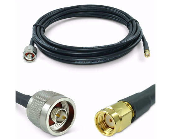 Proxicast RP SMA Male to N Male Premium Low-Loss Coaxial Cable (50 Ohm) for Connecting WiFi & Helium Miner (HNT Hotspots) to N-Female Antennas, RPSMA Cable Length: 15 ft
