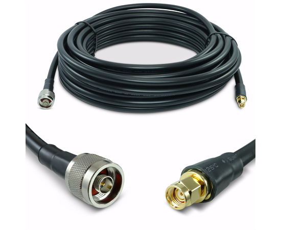 Proxicast RP SMA Male to N Male Premium Low-Loss Coaxial Cable (50 Ohm) for Connecting WiFi & Helium Miner (HNT Hotspots) to N-Female Antennas, RPSMA Cable Length: 50 ft
