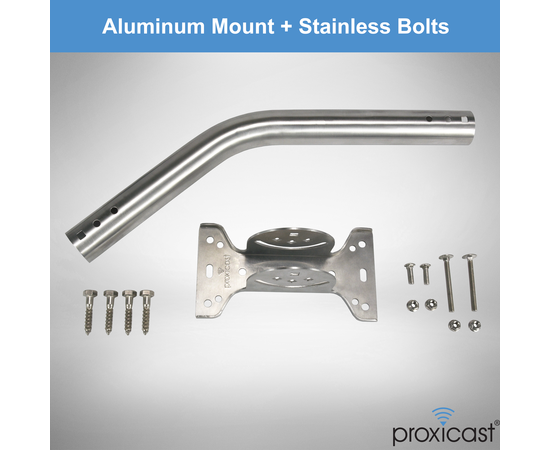 Proxicast Pro-Grade J-Max-XL 100% Aluminum Rustproof Antenna Mount - Universal Outdoor Adjustable Pivot/Lock Bracket & J-Pipe Mast (1.5" x 36" Pole) for Wall, Eave, Gable, Chimney or Roof Mounting, Material: Aluminum, 4 image