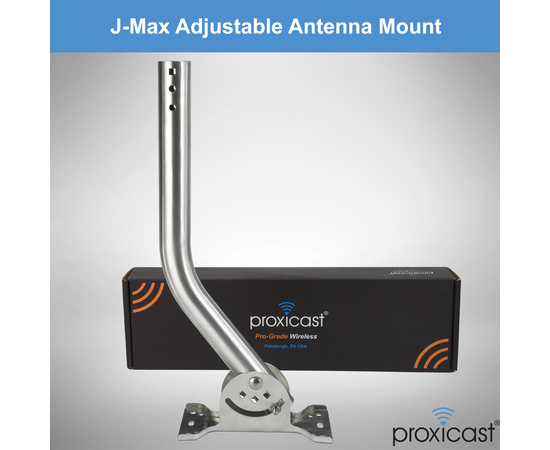 Proxicast Pro-Grade J-Max 100% Stainless Steel Rustproof Antenna Mount - Universal Outdoor Adjustable Pivot/Lock Bracket & J-Pipe Mast (1.5" x 18" Pole) for Wall, Eave, Gable, Chimney or Roof Mounting, Material: Stainless Steel, 2 image