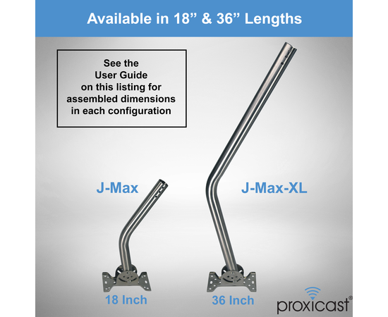 Proxicast Pro-Grade J-Max 100% Stainless Steel Rustproof Antenna Mount - Universal Outdoor Adjustable Pivot/Lock Bracket & J-Pipe Mast (1.5" x 18" Pole) for Wall, Eave, Gable, Chimney or Roof Mounting, Material: Stainless Steel, 5 image