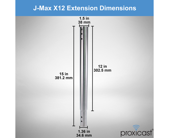 12 inch Stainless Steel Extension Pole for Proxicast J-Max Antenna Mounts, Material: Stainless Steel, Extension Length: 12 inch, 6 image