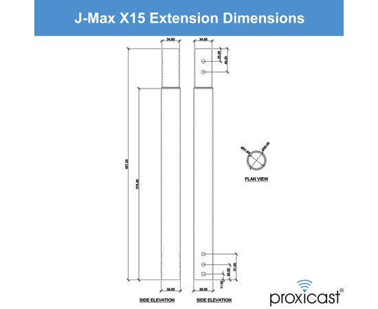 15 inch Stainless Steel Extension Pole for Proxicast J-Max Antenna Mounts, Material: Stainless Steel, Extension Length: 15 inch, 7 image
