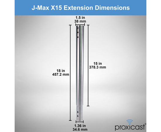 15 inch Stainless Steel Extension Pole for Proxicast J-Max Antenna Mounts, Material: Stainless Steel, Extension Length: 15 inch, 6 image