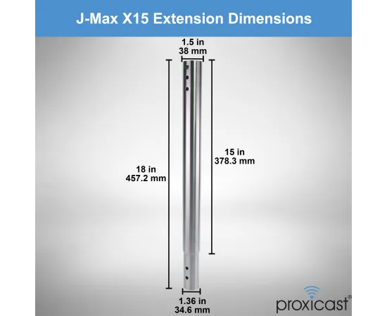 15 inch Stainless Steel Extension Pole for Proxicast J-Max Antenna Mounts, Material: Stainless Steel, Extension Length: 15 inch, 6 image