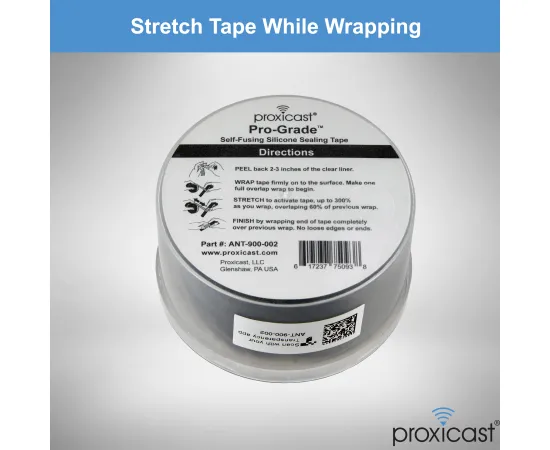 Proxicast Pro-Grade Extra Strong Weatherproof Self-Bonding 30mil Silicone Sealing Tape For Coax Connectors (1.5" x 15' roll), Color: Black, 8 image