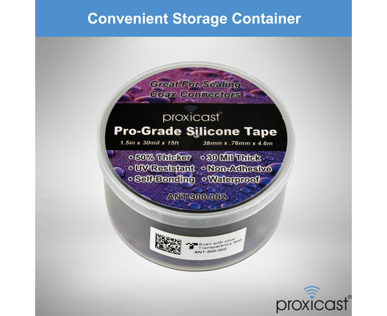 Proxicast Pro-Grade Extra Strong Weatherproof Self-Bonding 30mil Silicone Sealing Tape For Coax Connectors (1.5" x 15' roll), Color: Black, 6 image