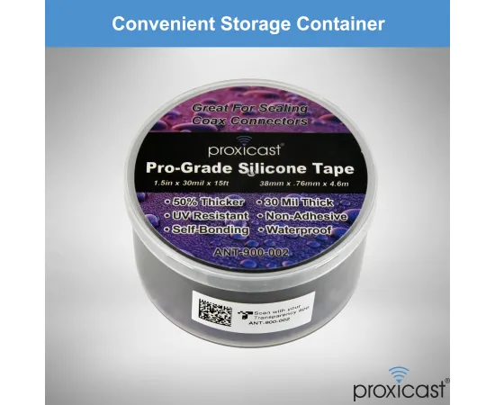Proxicast Pro-Grade Extra Strong Weatherproof Self-Bonding 30mil Silicone Sealing Tape For Coax Connectors (1.5" x 15' roll), Color: Black, 7 image