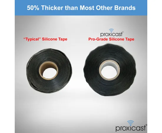 Proxicast Pro-Grade Extra Strong Weatherproof Self-Bonding 30mil Silicone Sealing Tape For Coax Connectors (1.5" x 15' roll), Color: Black, 5 image