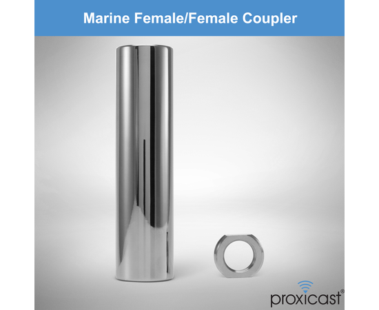 Proxicast Stainless Steel Standard Marine 1"-14 Threaded Double Female Ferrule Antenna Mount Coupler - Joins Male Marine or N-Female Antennas to Male Marine Mounts - 4.5 Inches Long, 2 image