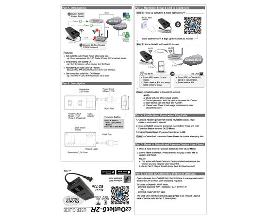 ezOutlet5-2R - Dual Outlet Internet Enabled IP & WiFi Remote Power Switch with Automatic Reboot - iOS | Android | Cloud | 2 Web Controllable AC Power Outlets - Model EZ-73a, # Outlets: 2, 9 image