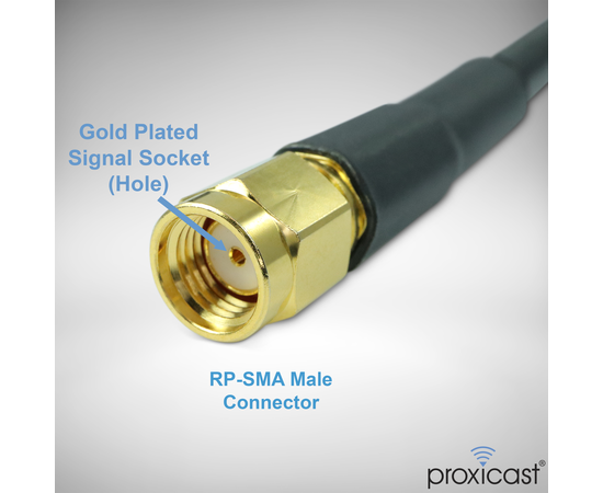 Proxicast RP SMA Male to N Male Premium Low-Loss Coaxial Cable (50 Ohm) for Connecting WiFi & Helium Miner (HNT Hotspots) to N-Female Antennas, RPSMA Cable Length: 15 ft, 3 image
